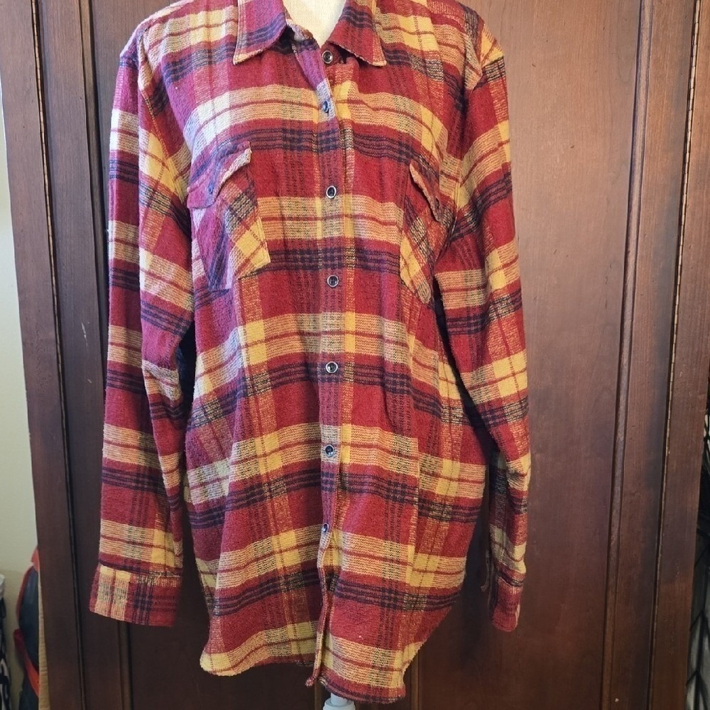 Naturals Reflections Rust Plaid Flannel Shirt - Grunge Western Button Up 2X - Picture 3 of 7